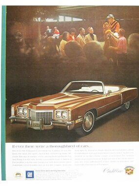 Print Ad 1972 Cadillac Eldorado Convertible Luxury Car Equestrian Vintage
